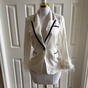 SHEIN White Blazer with Black Accents